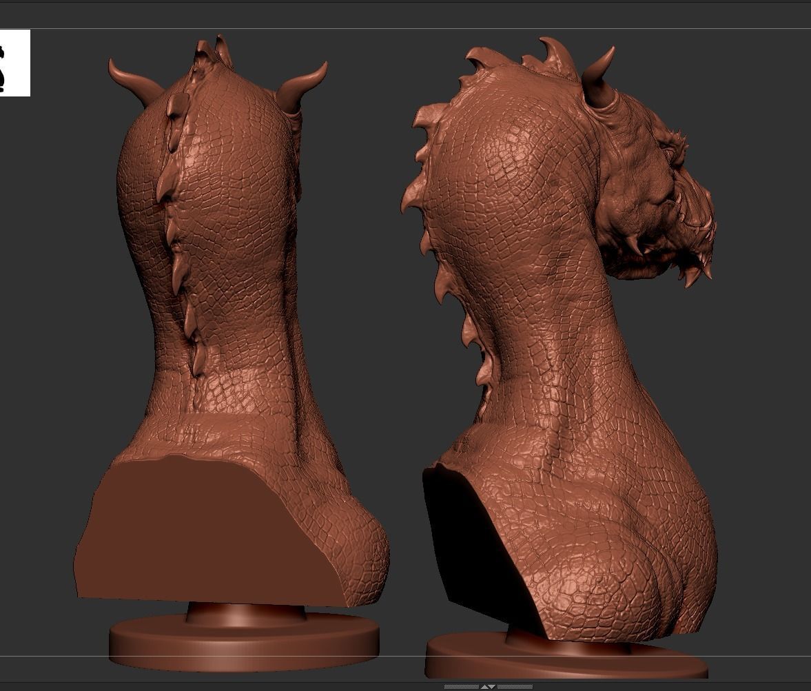 Dragon Bust 3D print model_11