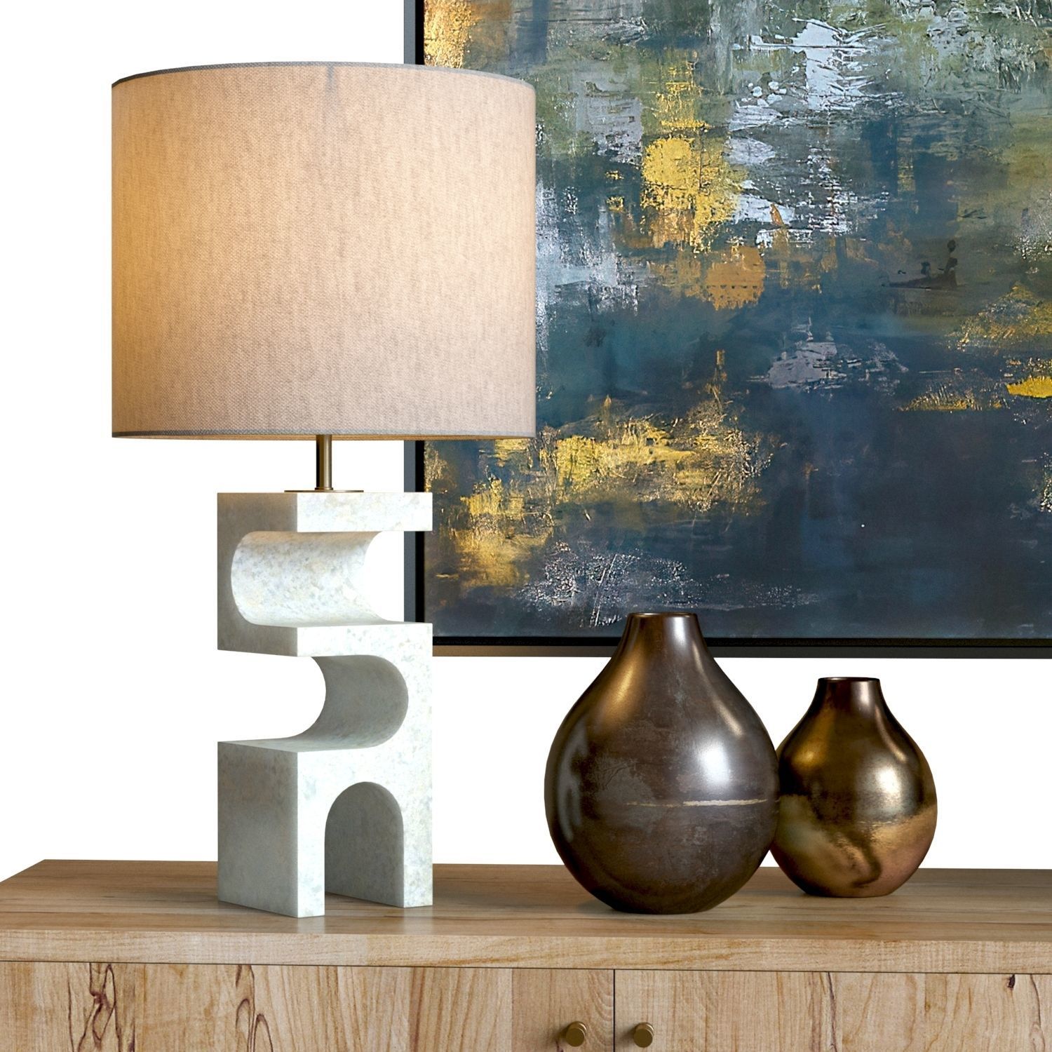 Sideboard Set with Decor 01 - Crate and Barrel Furniture 3D model_6