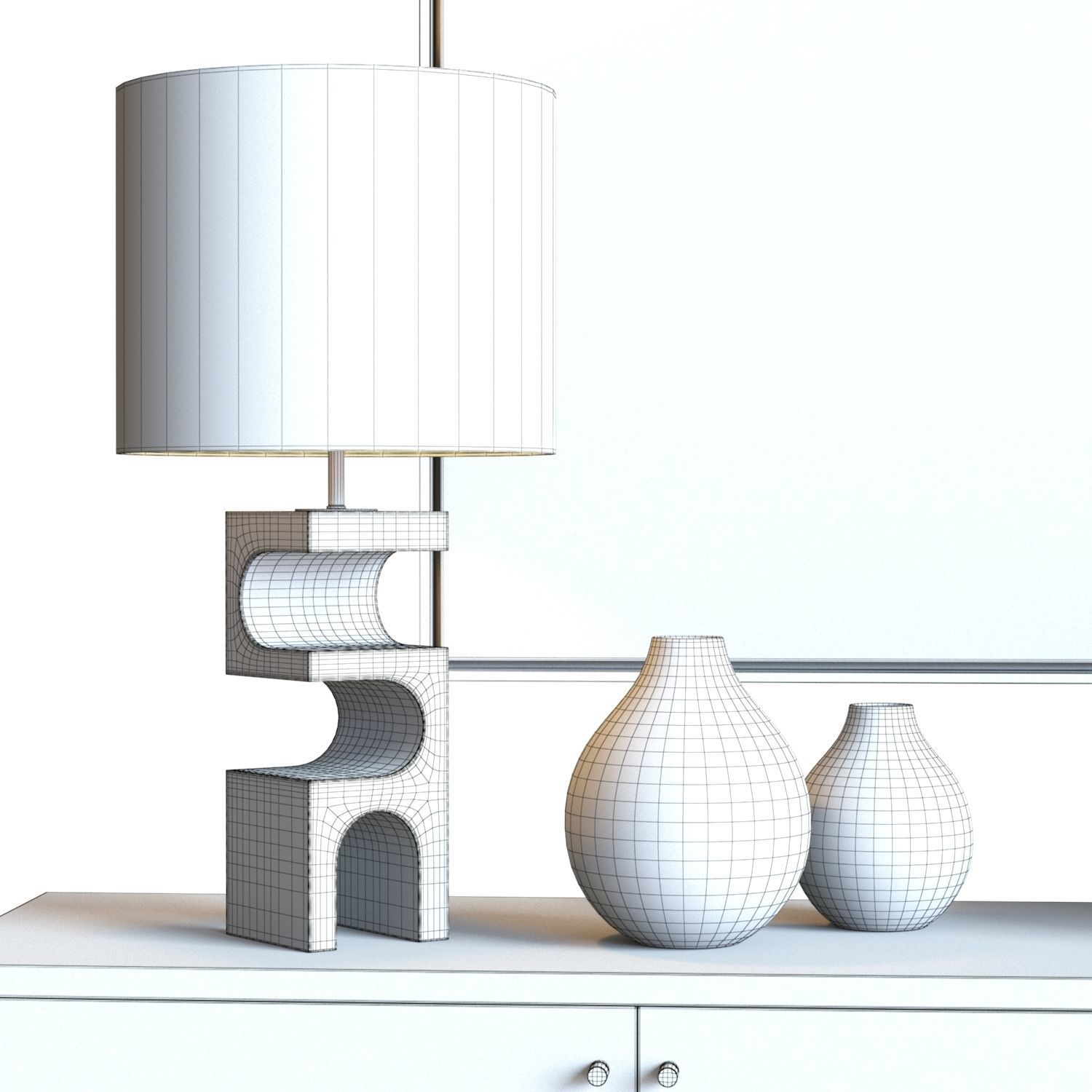 Sideboard Set with Decor 01 - Crate and Barrel Furniture 3D model_7
