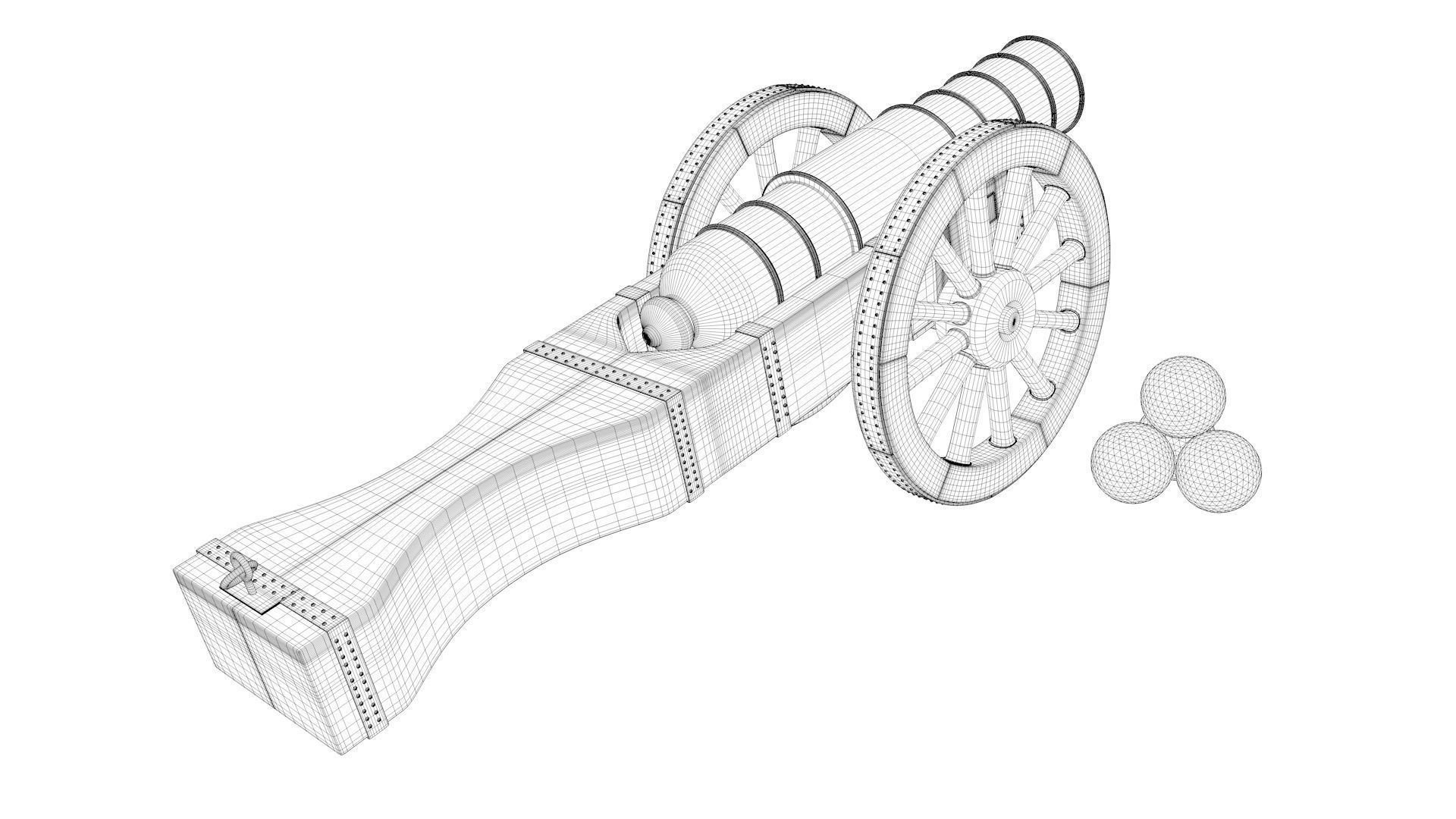 An old medieval cannon 3D model_3