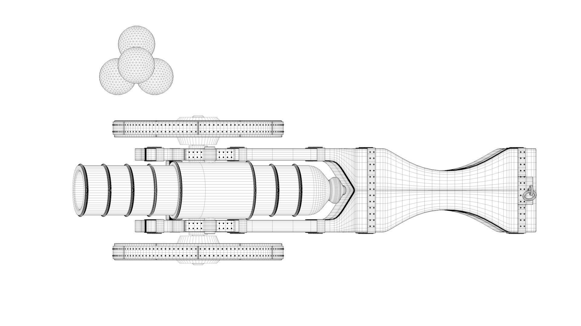An old medieval cannon 3D model_2