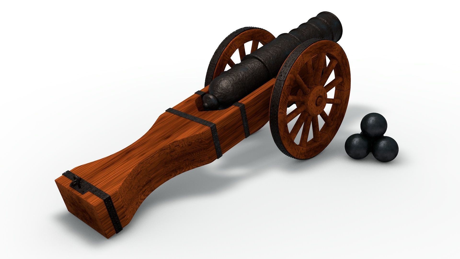 An old medieval cannon 3D model_4