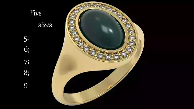 Signet ring with cabochon