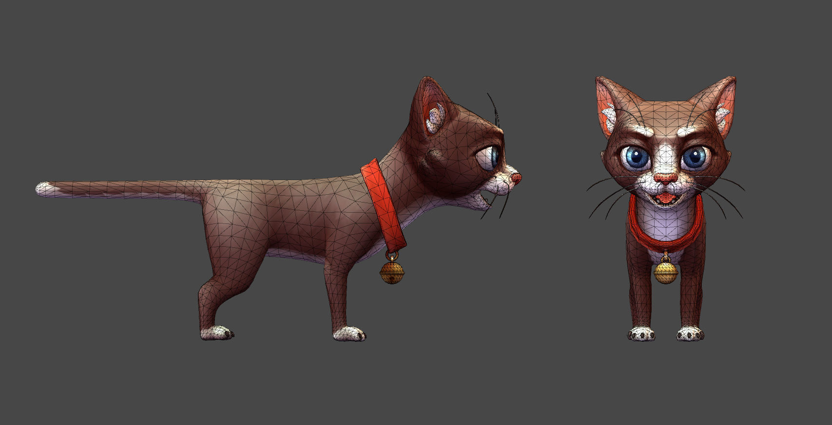Cats Cartoon Low-poly 3D model_8