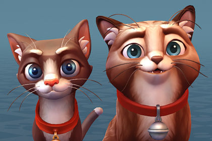 Cats Cartoon Low-poly 3D model_3