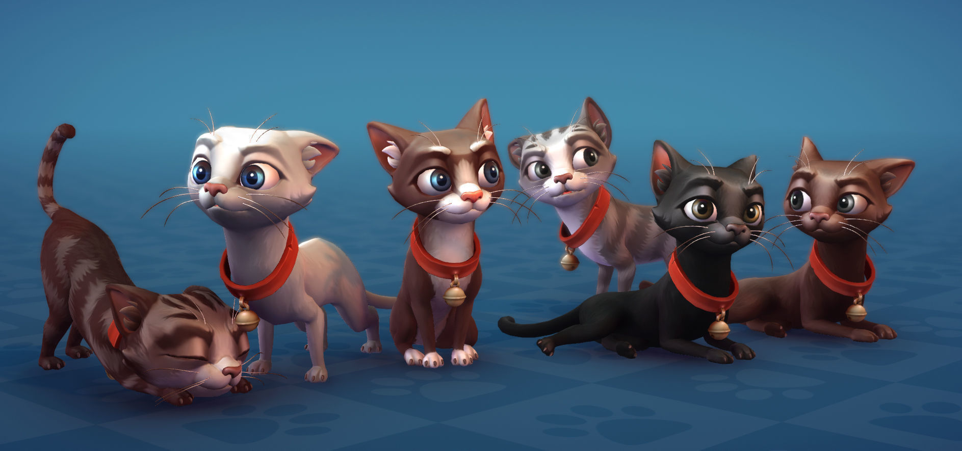 Cats Cartoon Low-poly 3D model_7