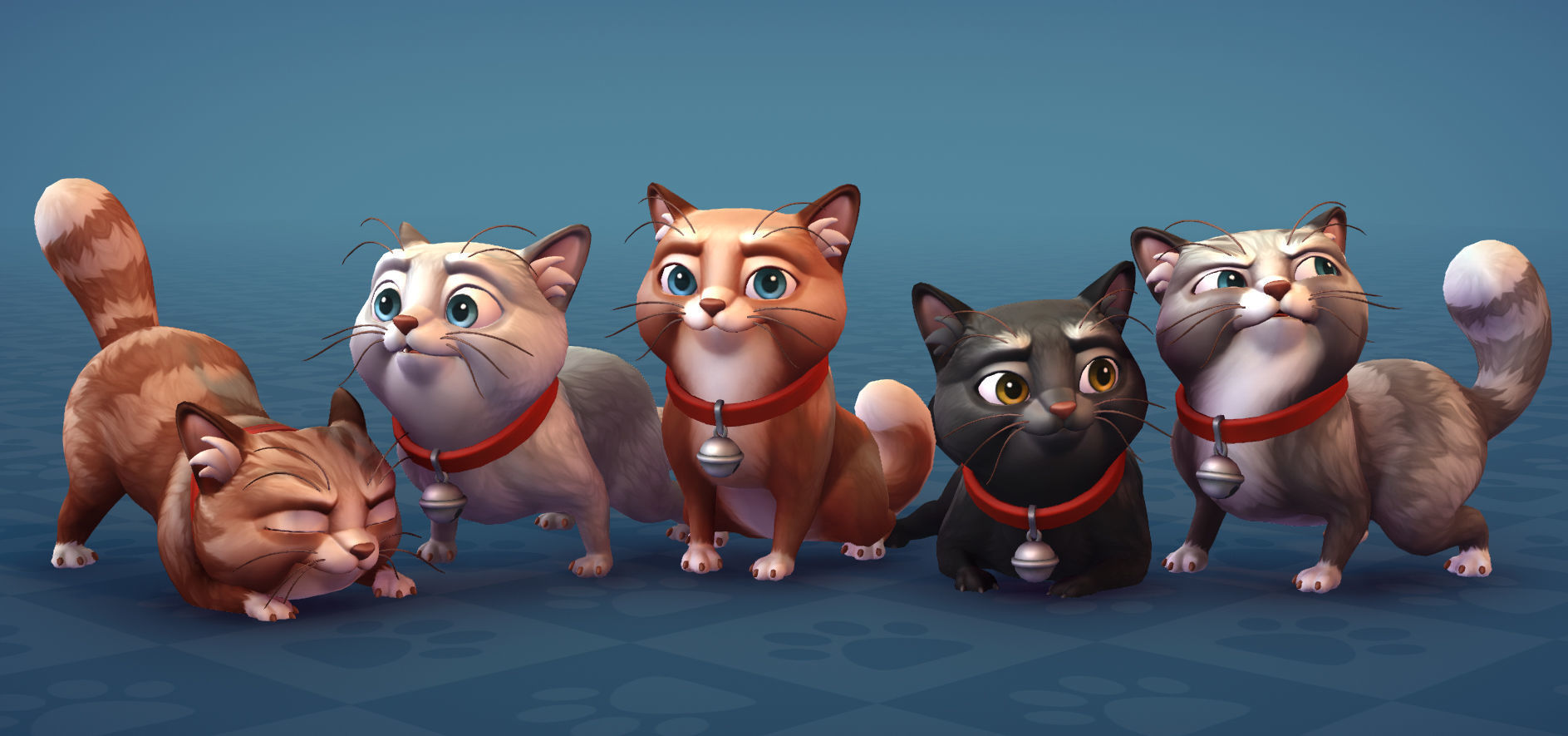 Cats Cartoon Low-poly 3D model_11