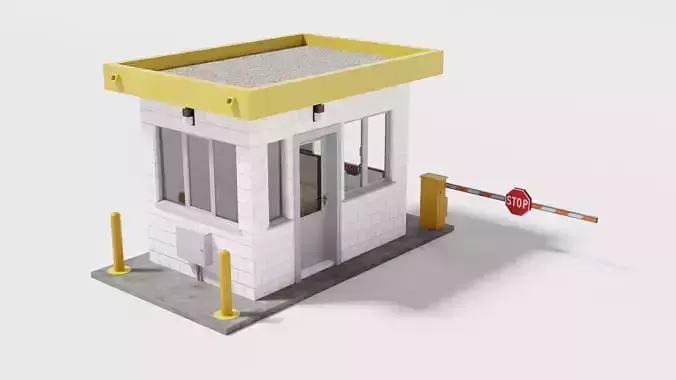 Security guard booth Low-poly 3D model