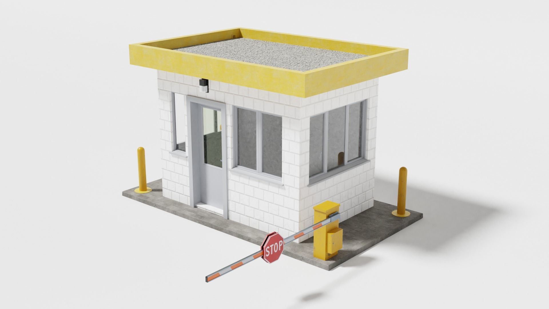 Security guard booth Low-poly 3D model_1
