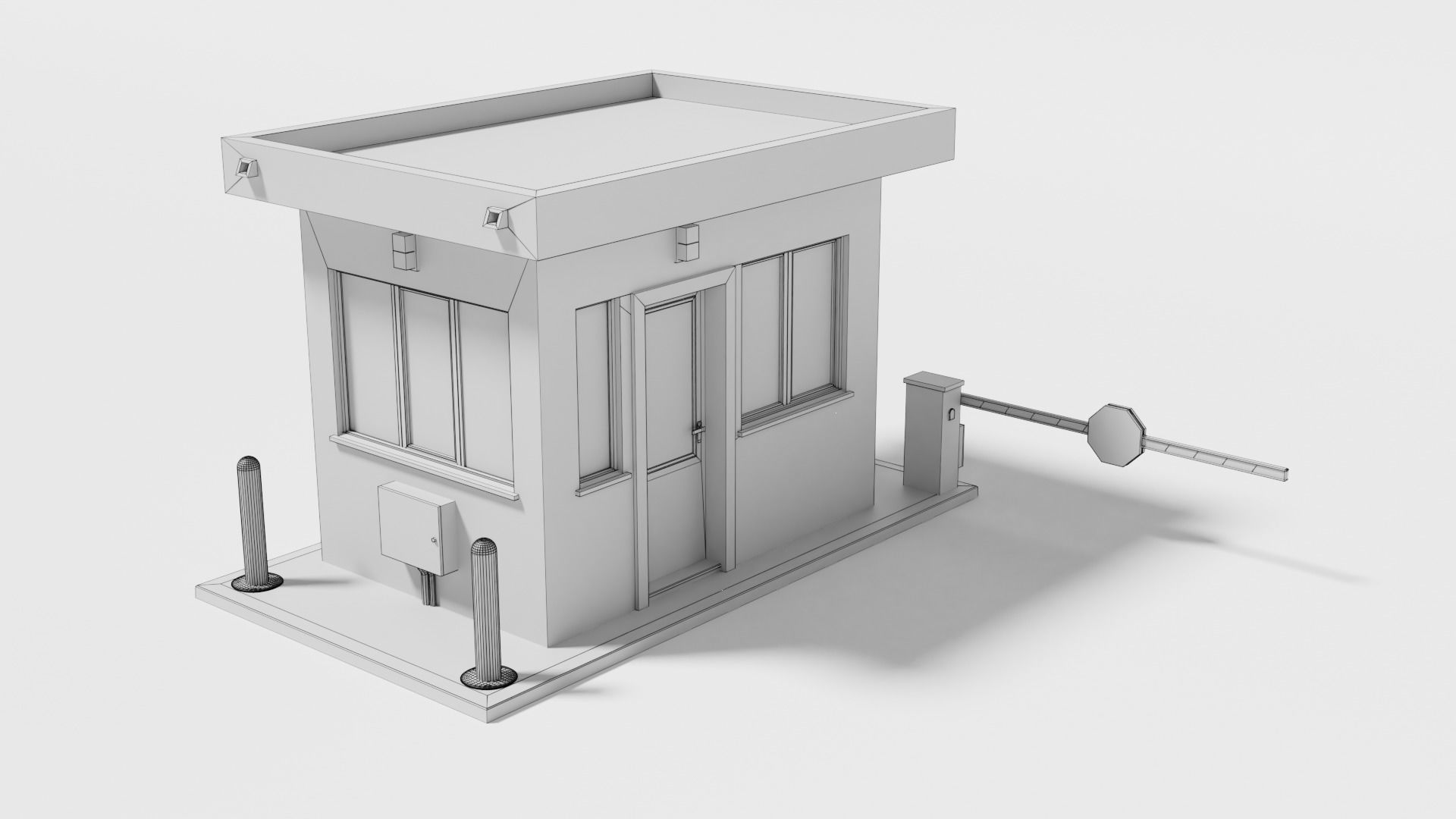 Security guard booth Low-poly 3D model_9