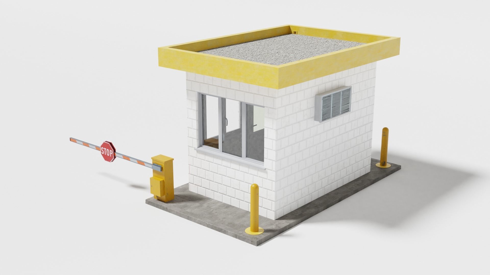 Security guard booth Low-poly 3D model_2