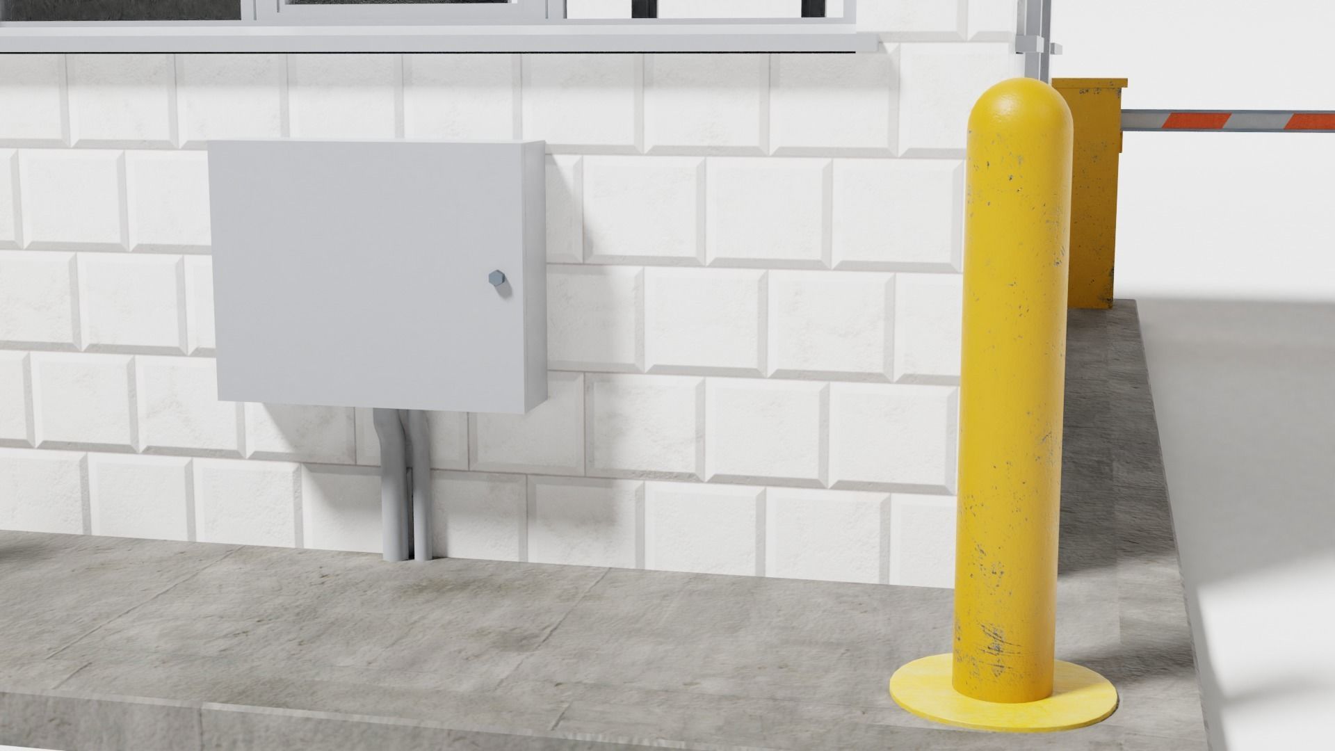 Security guard booth Low-poly 3D model_5