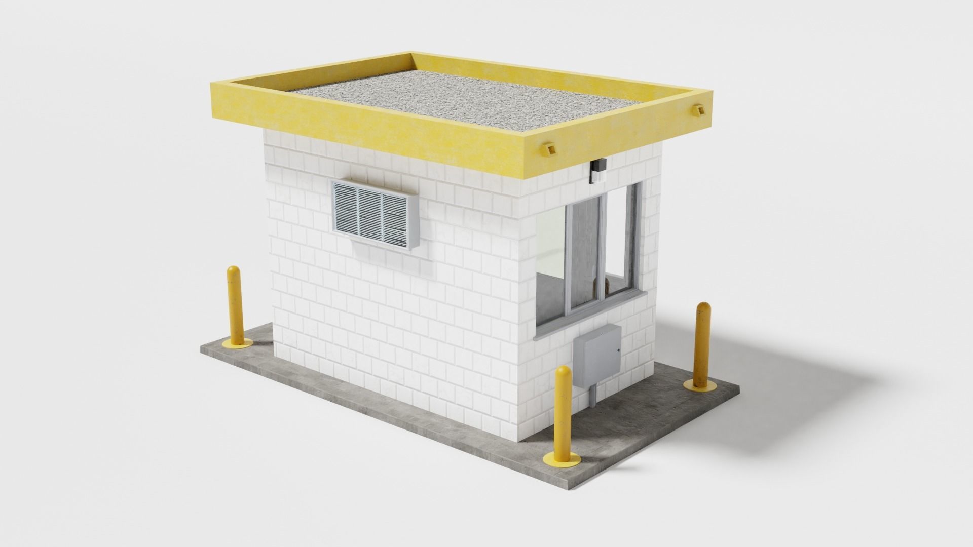Security guard booth Low-poly 3D model_3