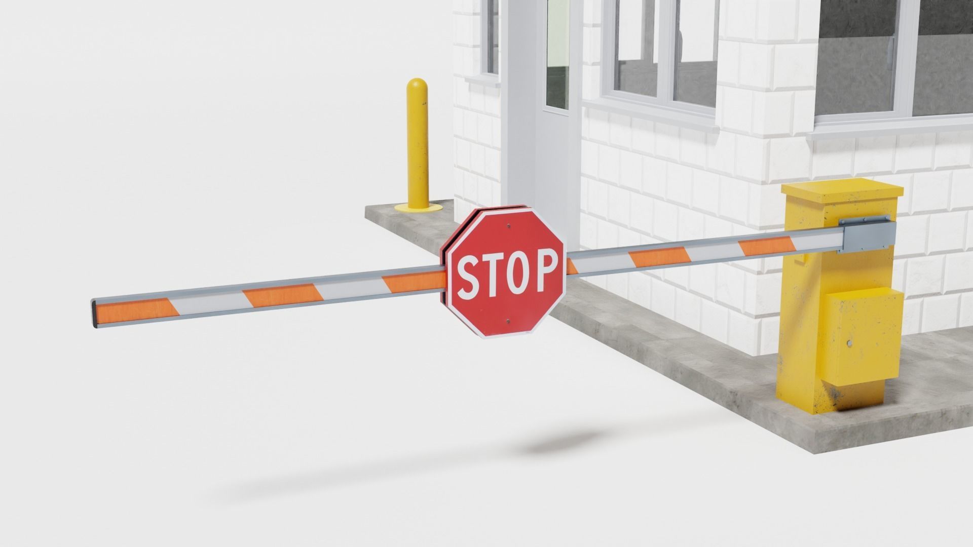 Security guard booth Low-poly 3D model_4