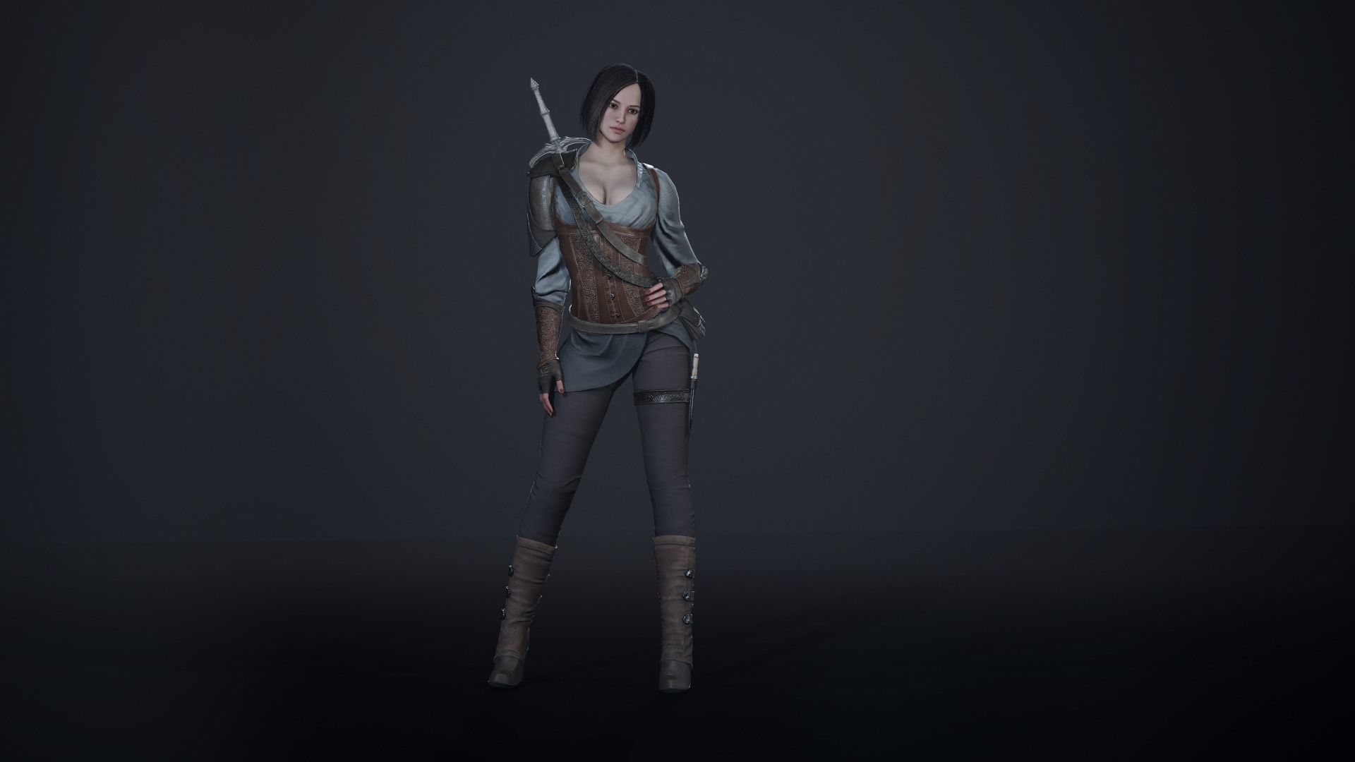 Anastasia game character Low-poly 3D model_9