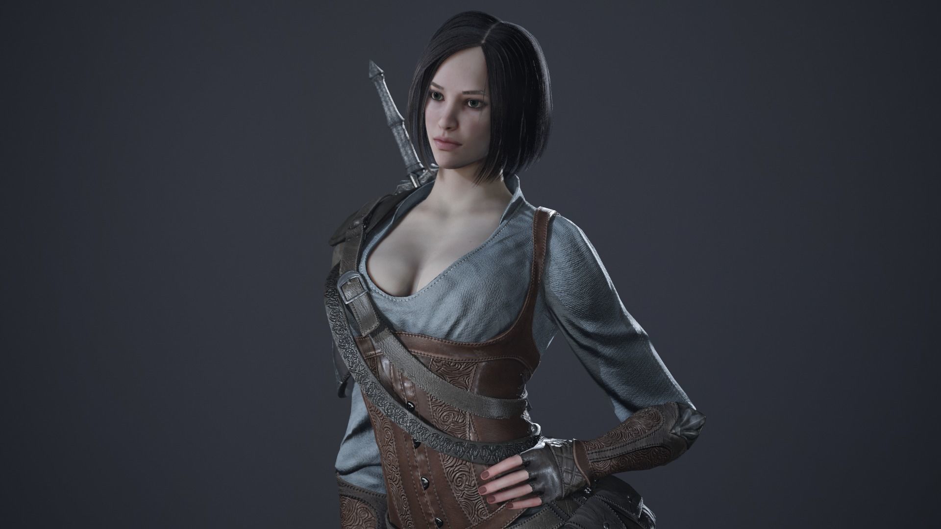 Anastasia game character Low-poly 3D model_7