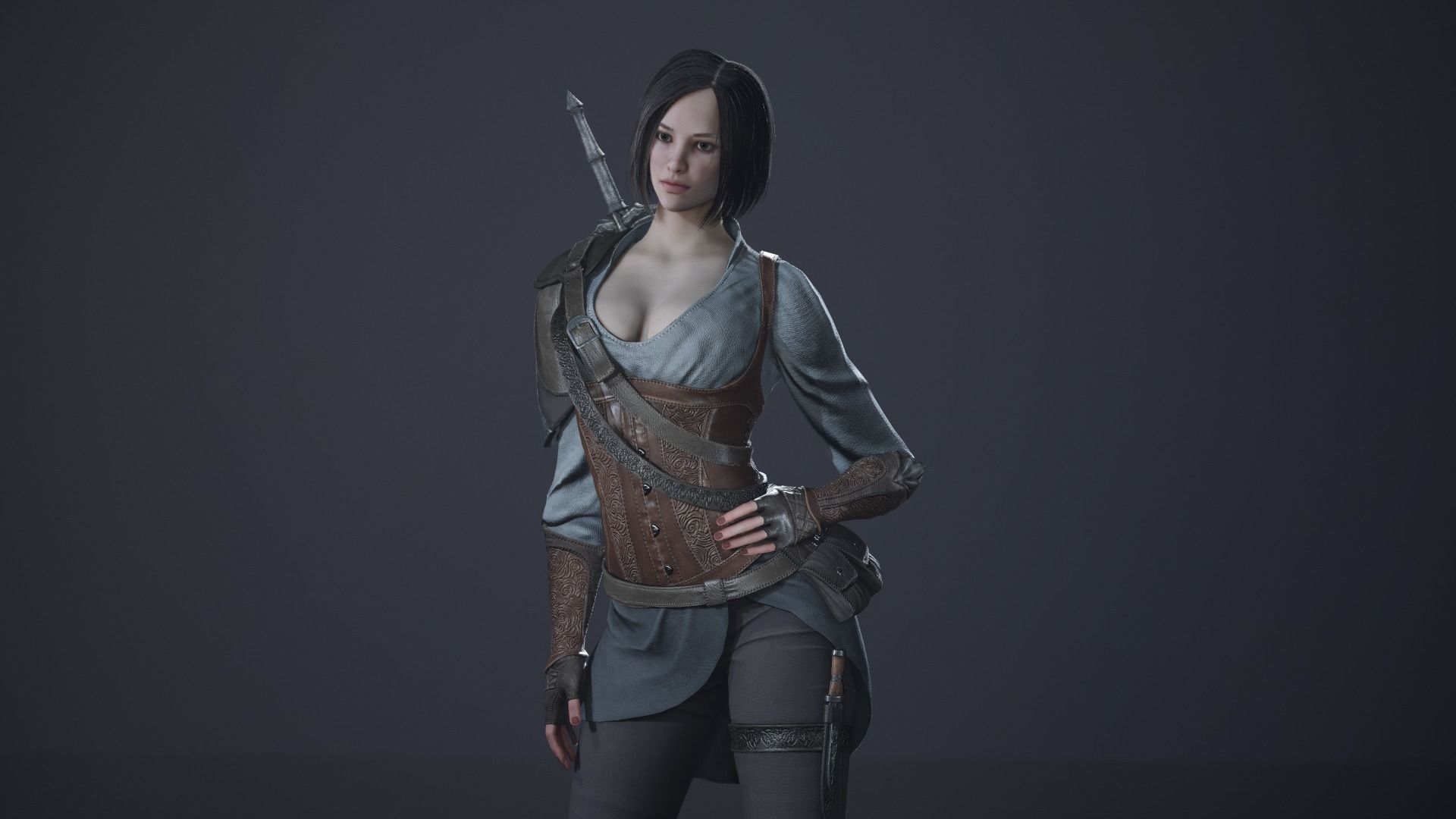 Anastasia game character Low-poly 3D model_6