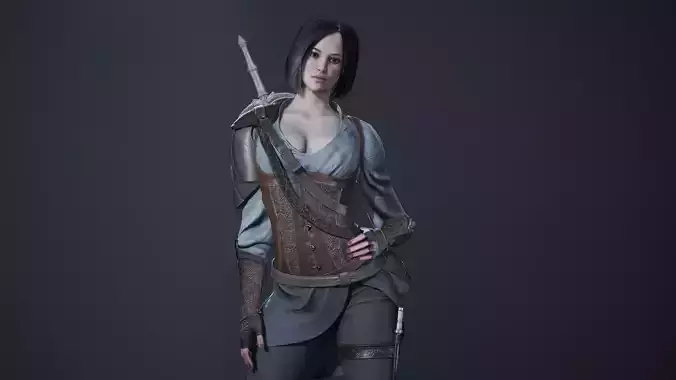 Anastasia game character Low-poly 3D model