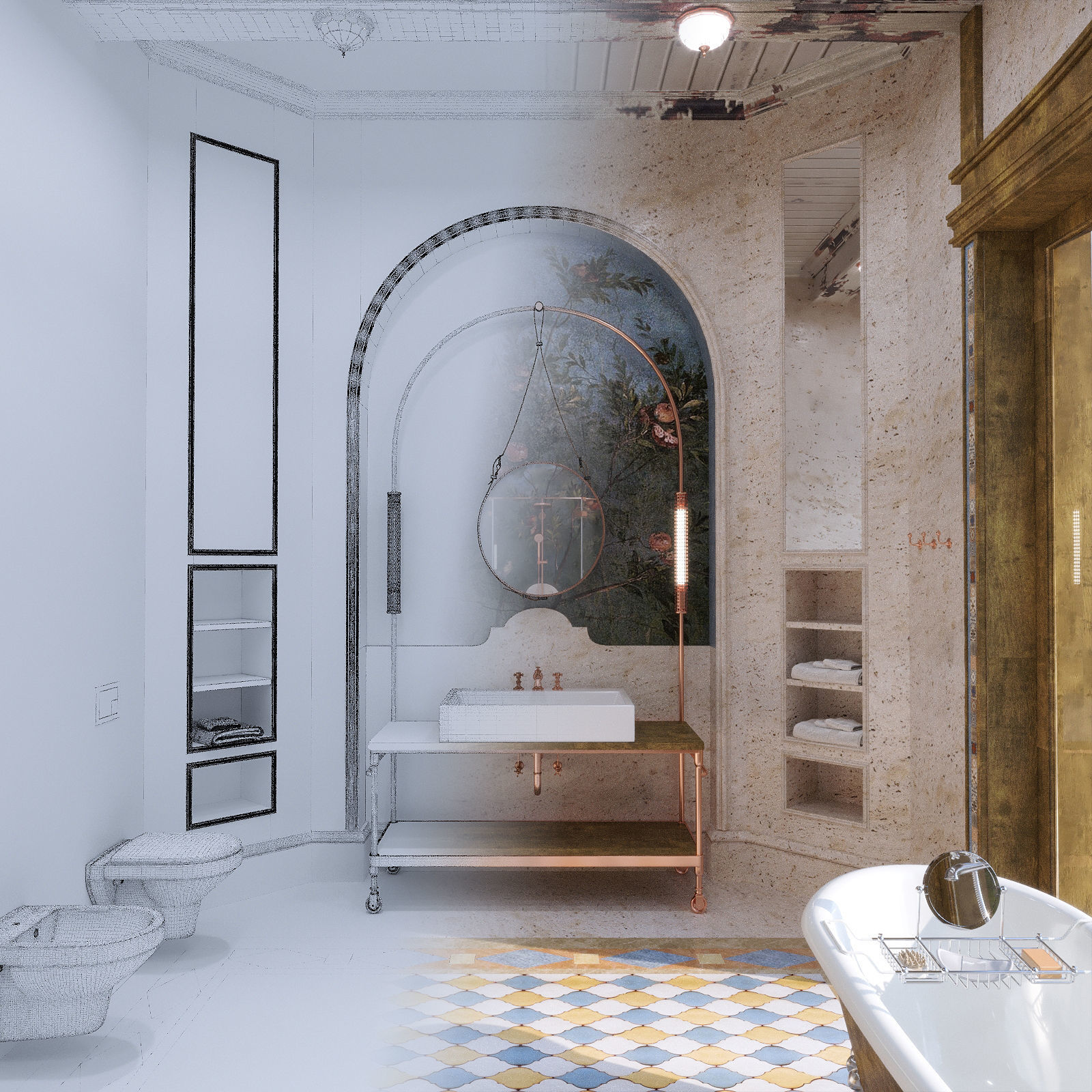 Bathroom in a Provance style 3D model_6