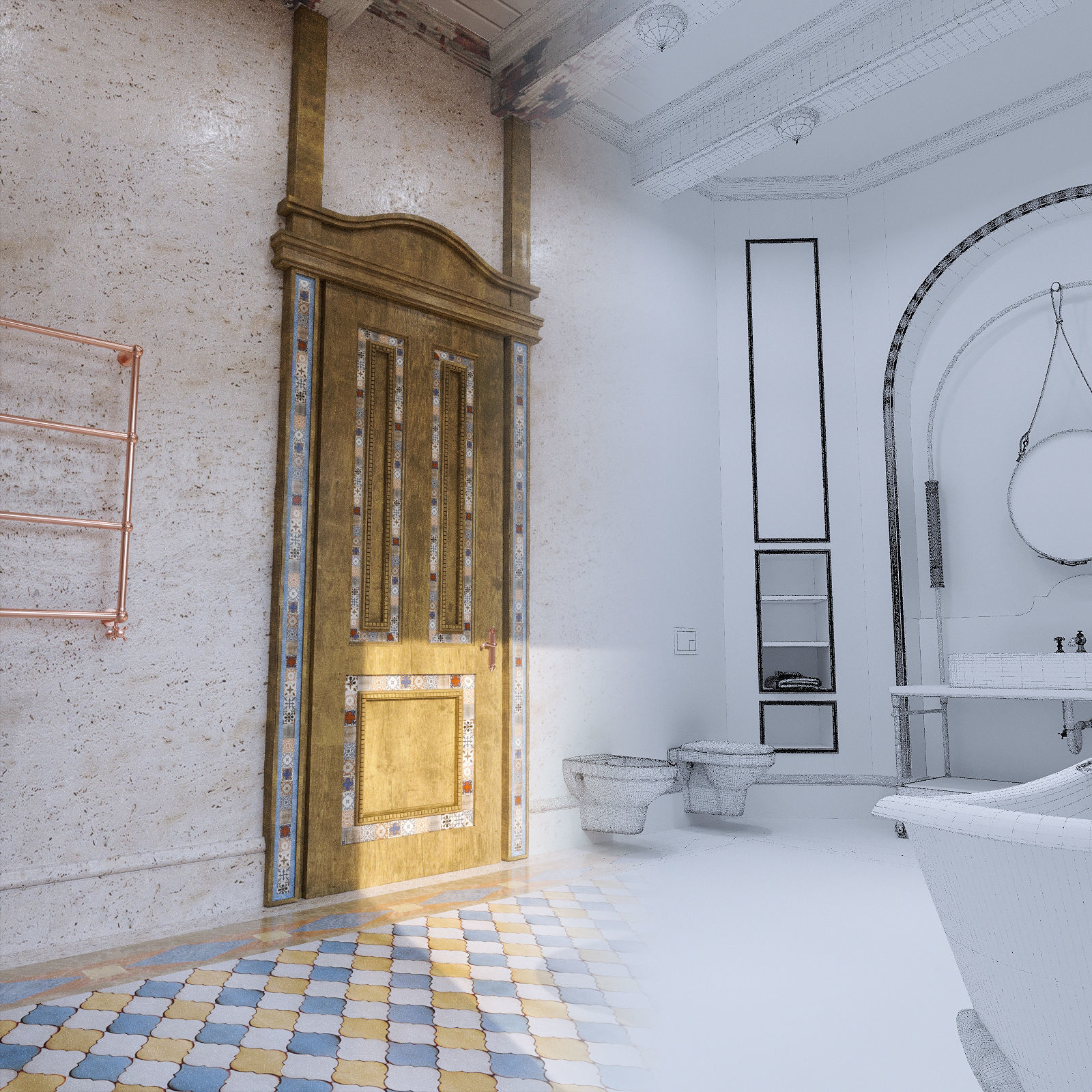 Bathroom in a Provance style 3D model_7