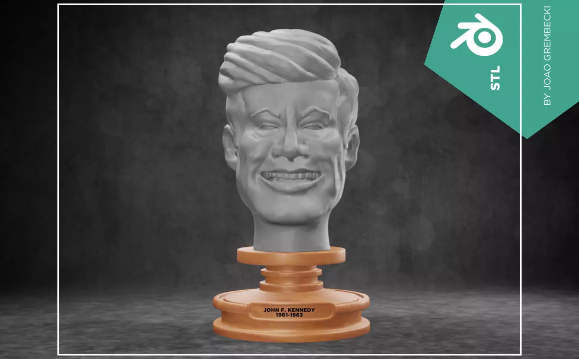 John F Kennedy caricature STL 3D print model