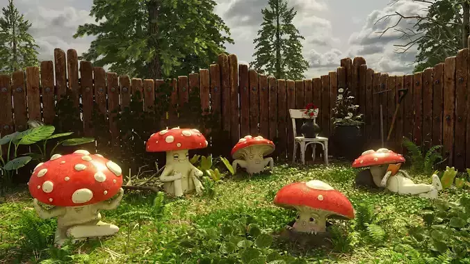 Garden ceramic mushroom collection 