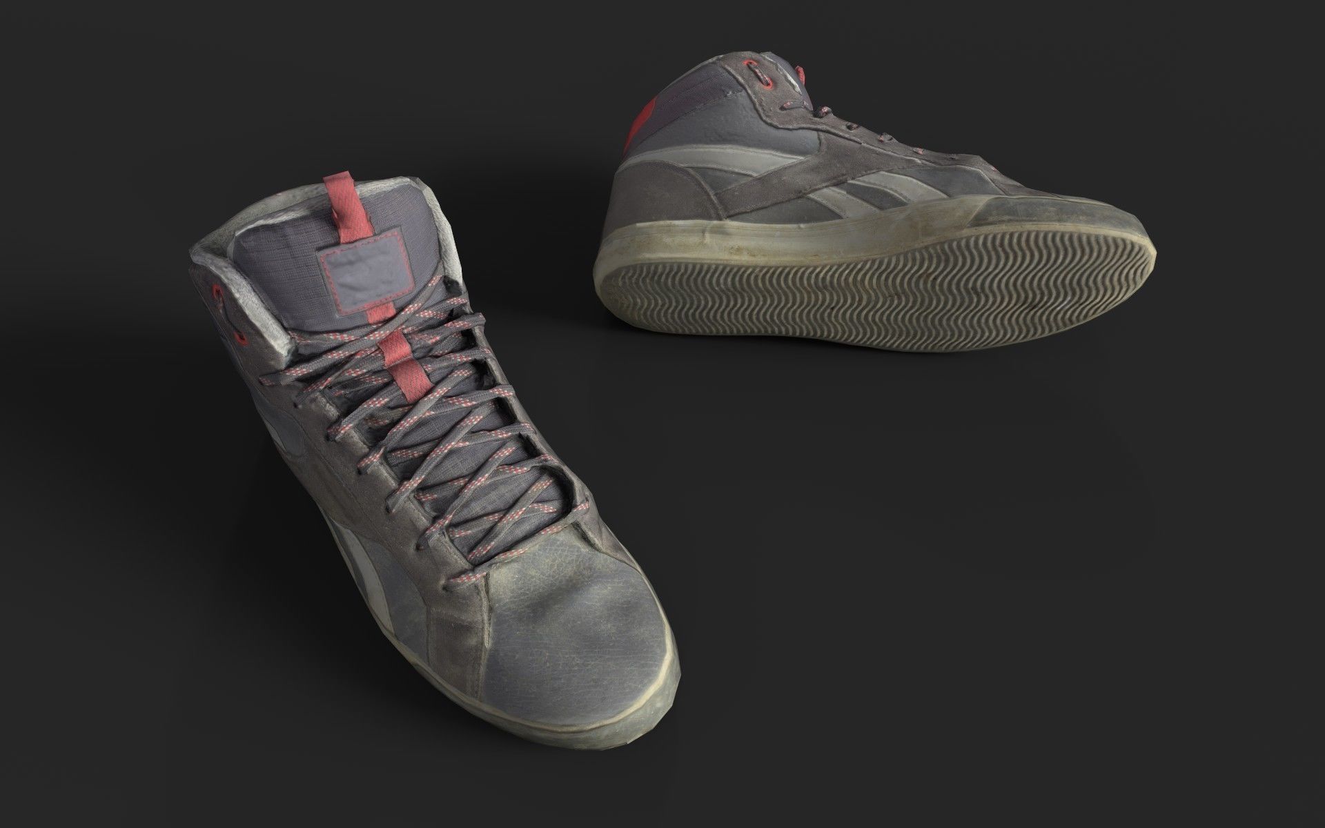 Sneakers reebok high top Low-poly 3D model_6