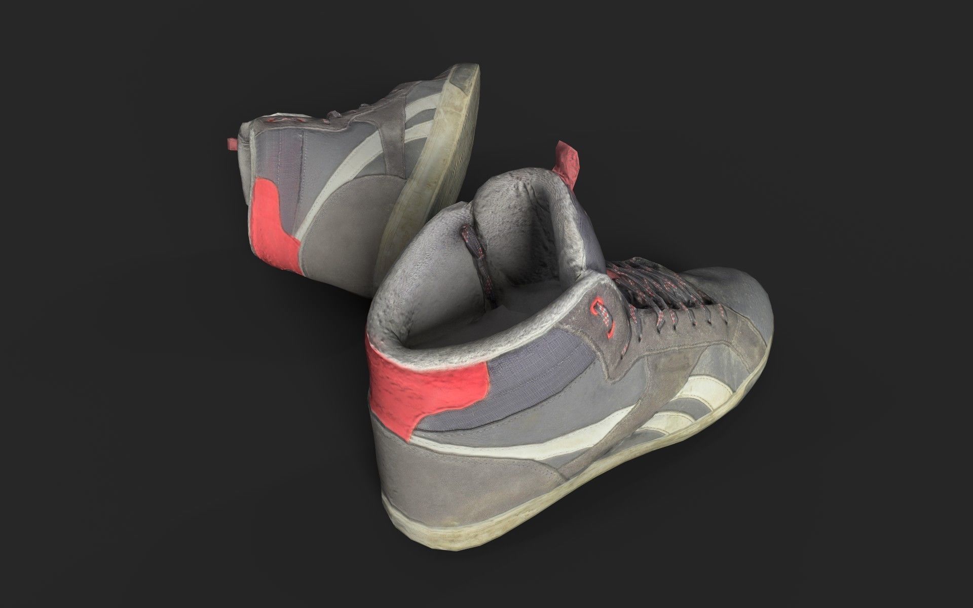 Sneakers reebok high top Low-poly 3D model_4