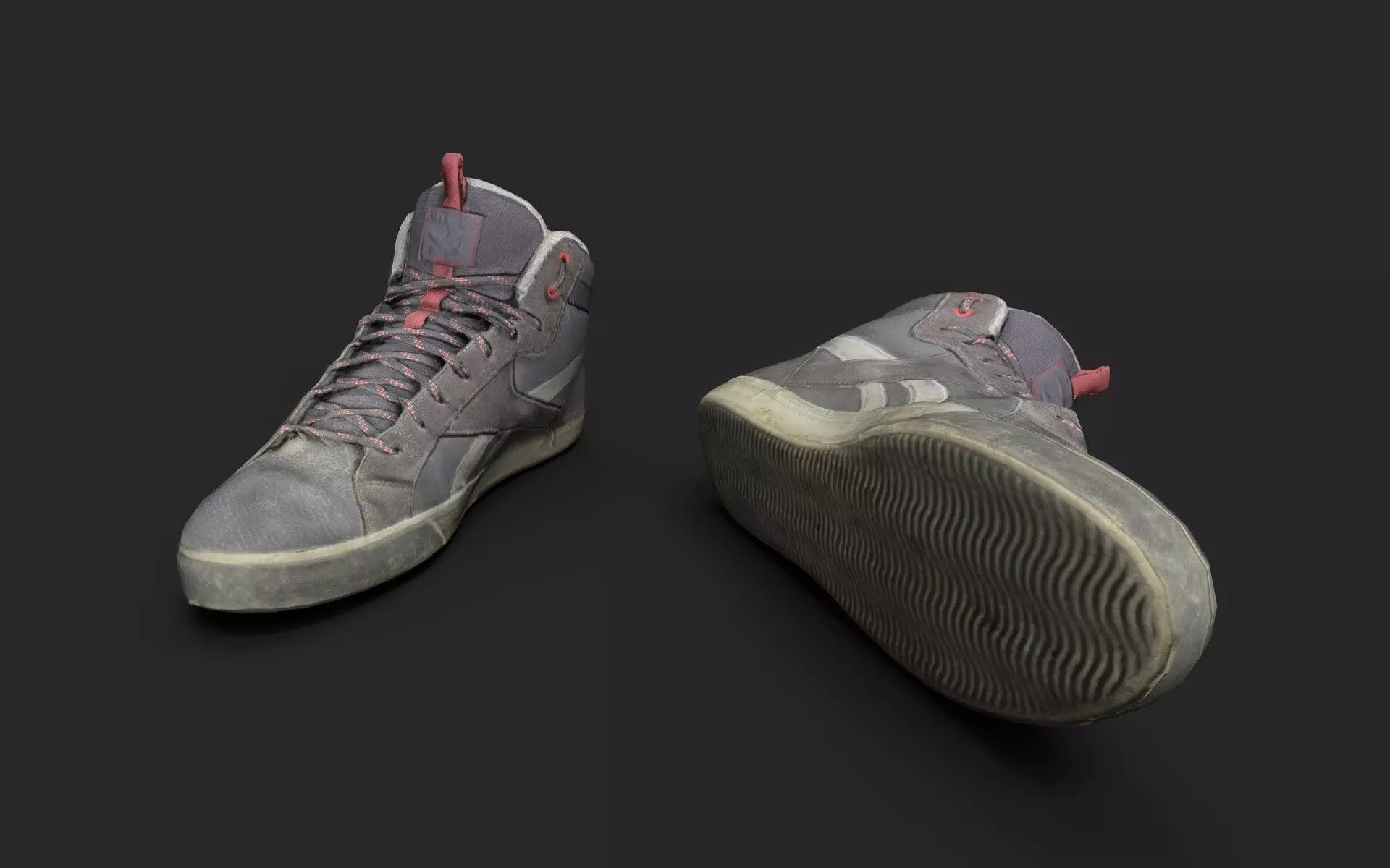 Sneakers reebok high top Low-poly 3D model_0