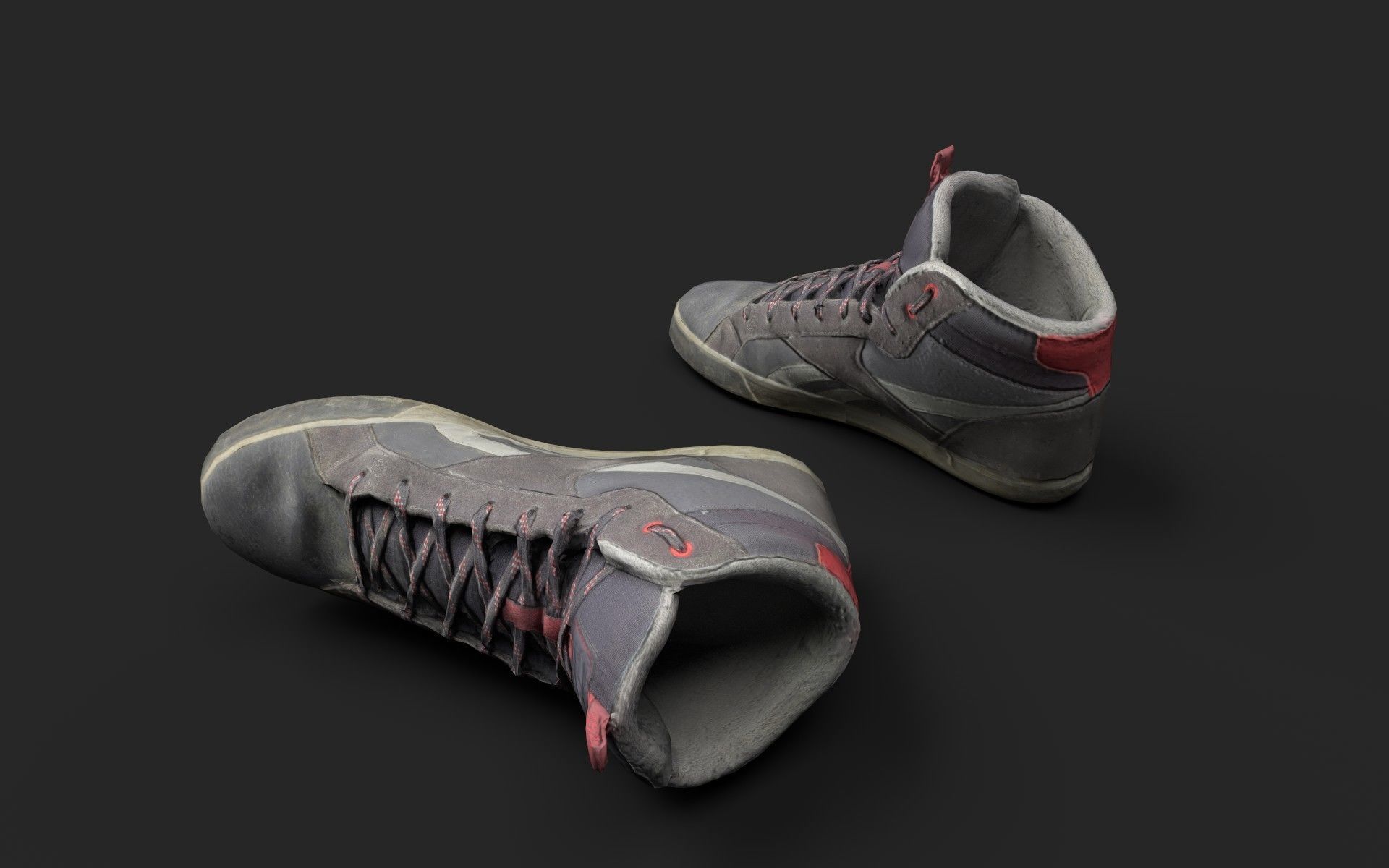 Sneakers reebok high top Low-poly 3D model_2