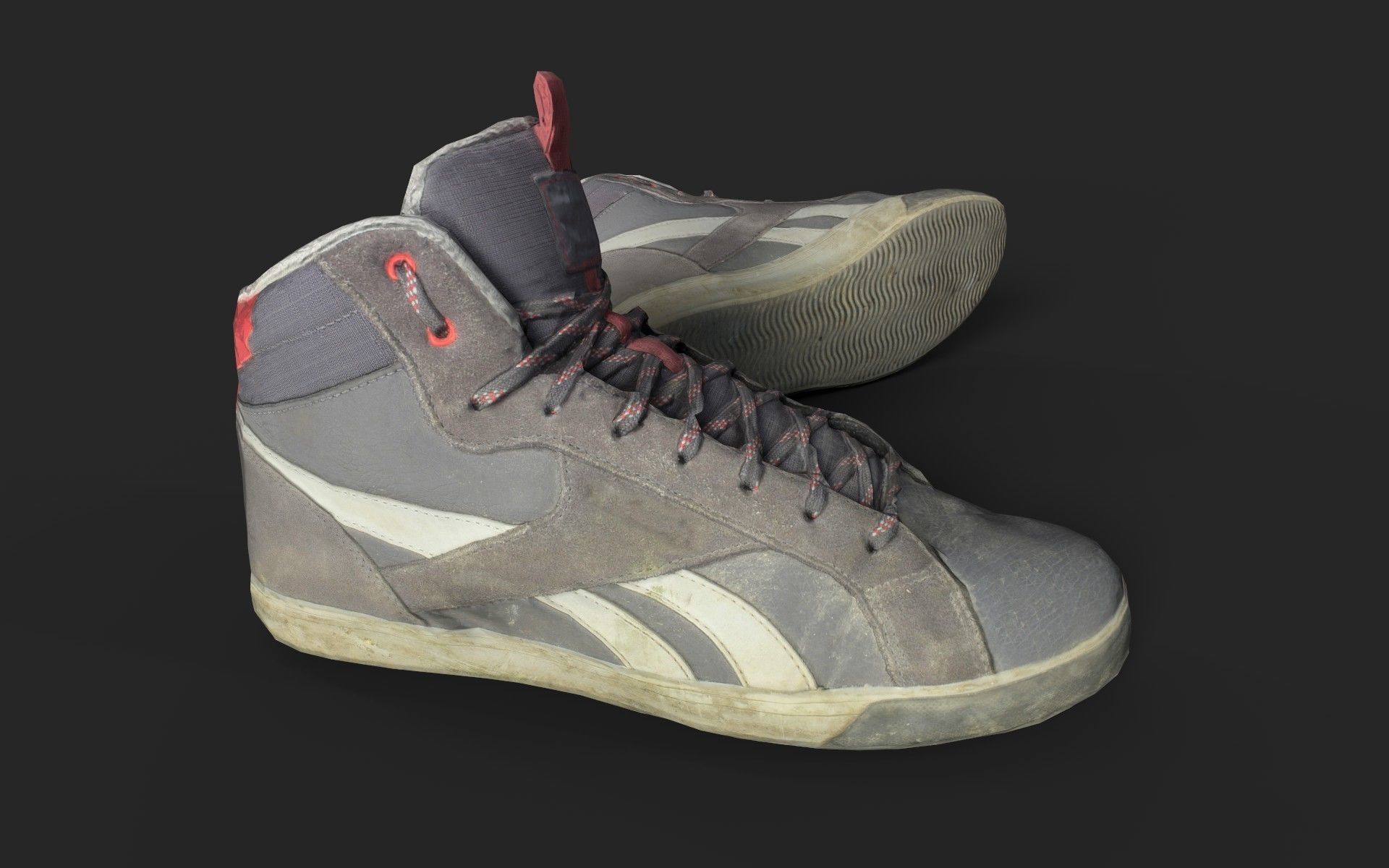 Sneakers reebok high top Low-poly 3D model_5