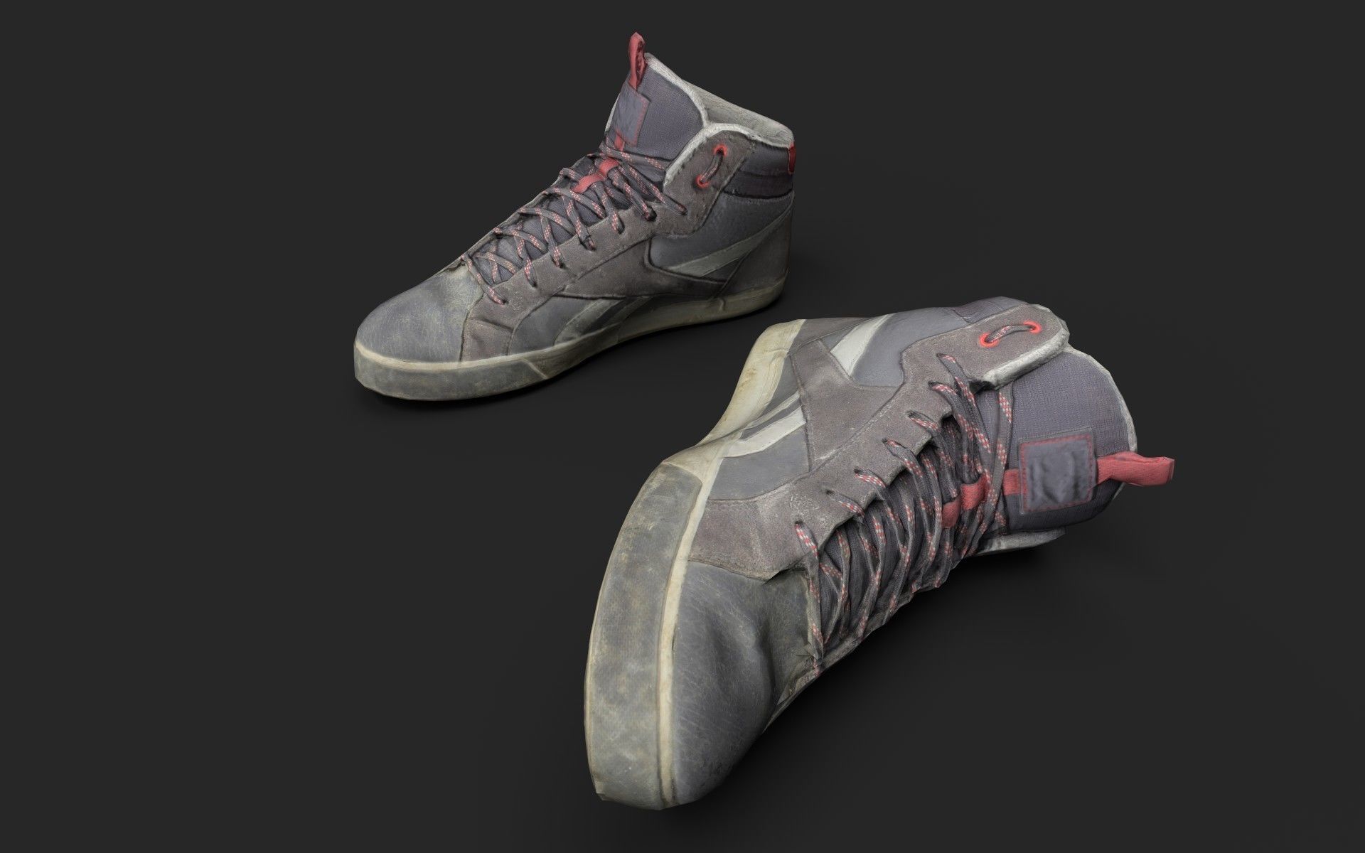 Sneakers reebok high top Low-poly 3D model_1