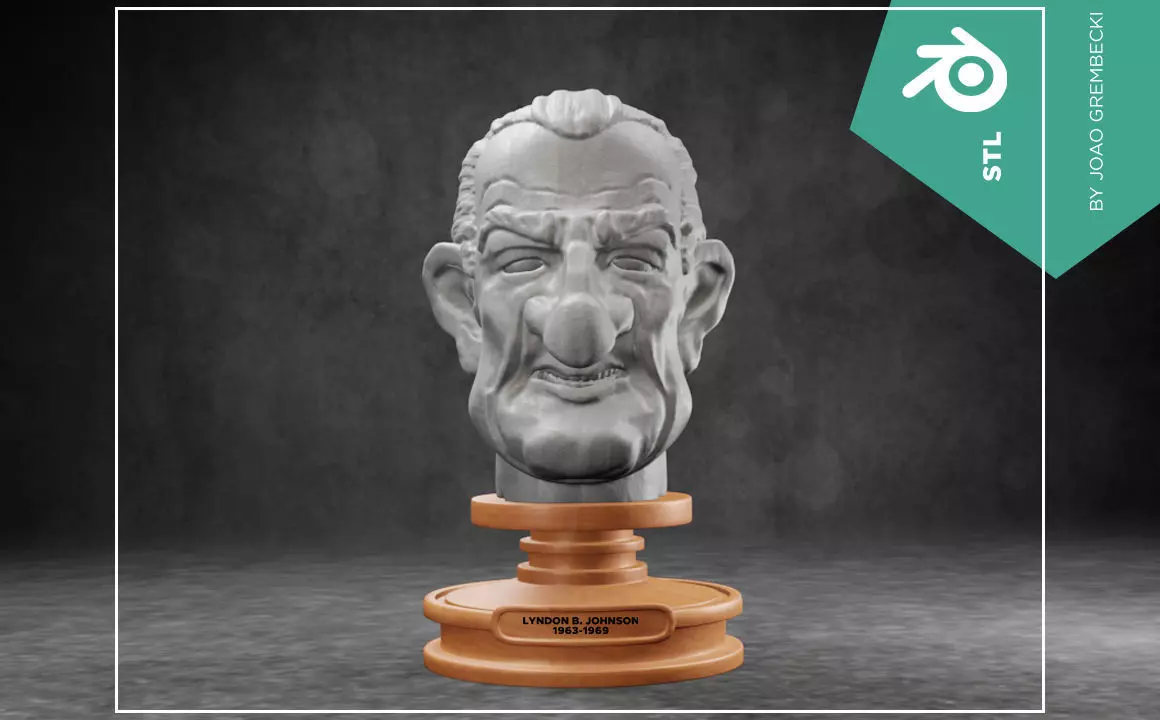 Lyndon B Johnson caricature STL 3D print model_0
