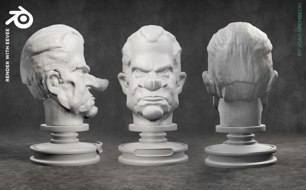 Richard M Nixon caricature STL 3D print model_4