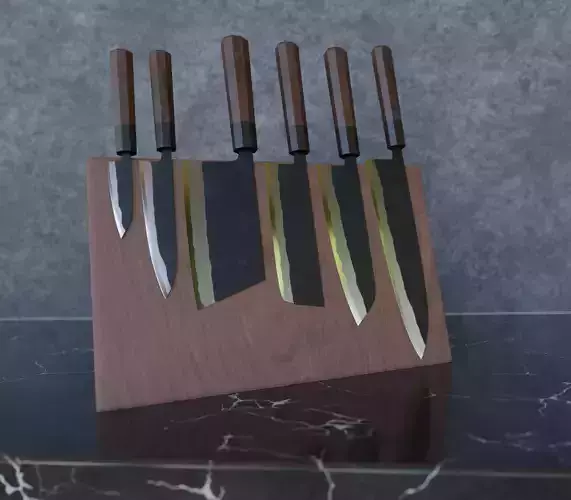 Japanese Kitchen Knives and Knife Block
