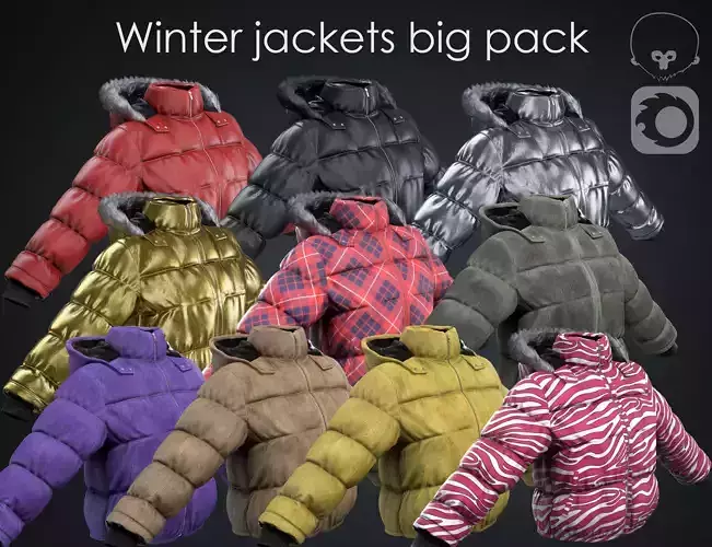 Winter jackets big pack 3D Model Collection
