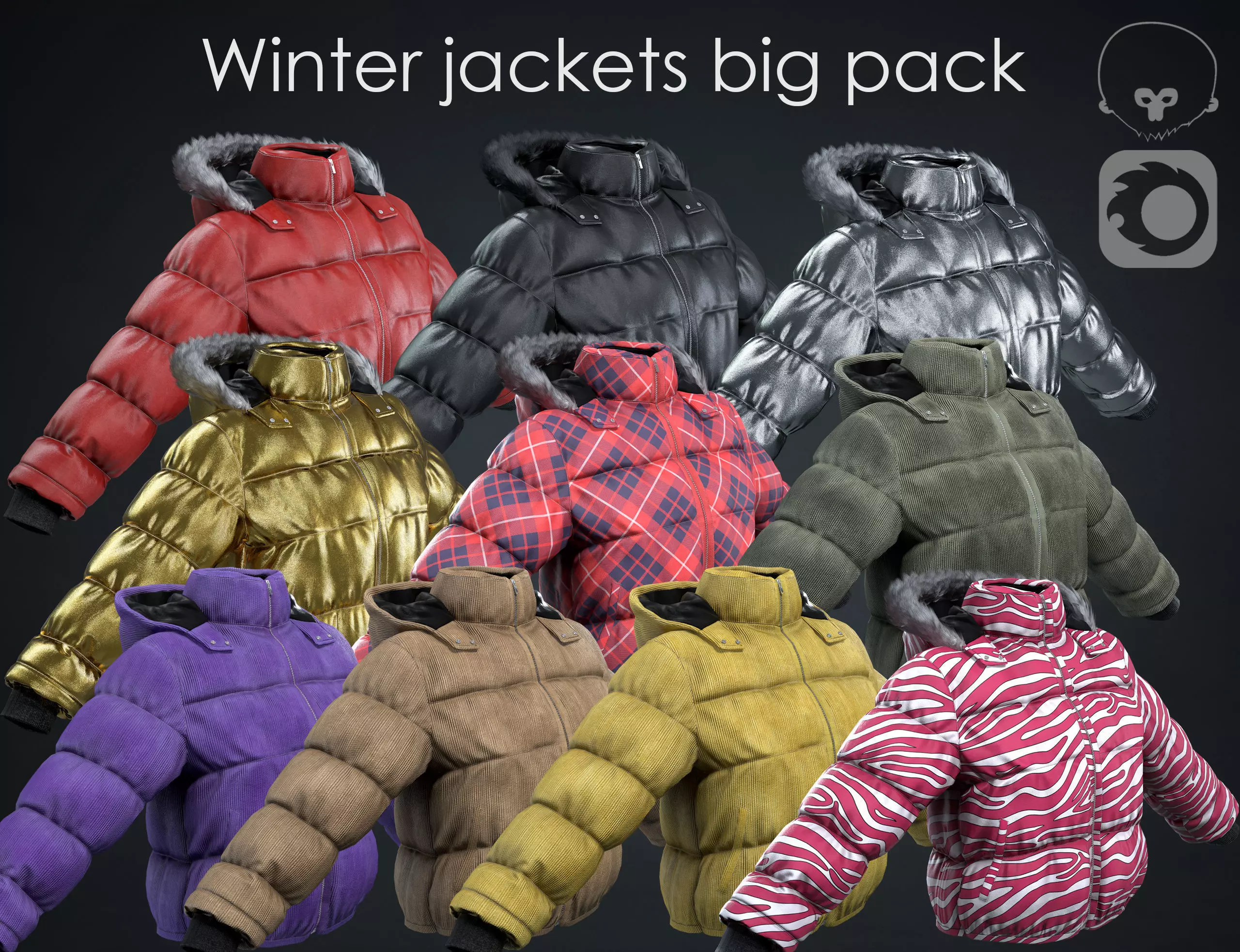 Winter jackets big pack 3D Model Collection_0