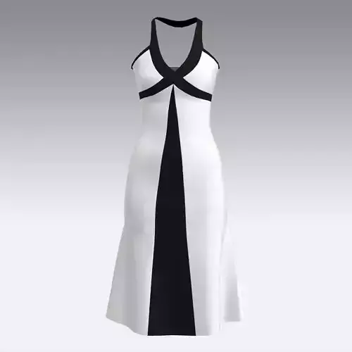 BLACK WHITE DRESS A LINE LOOK