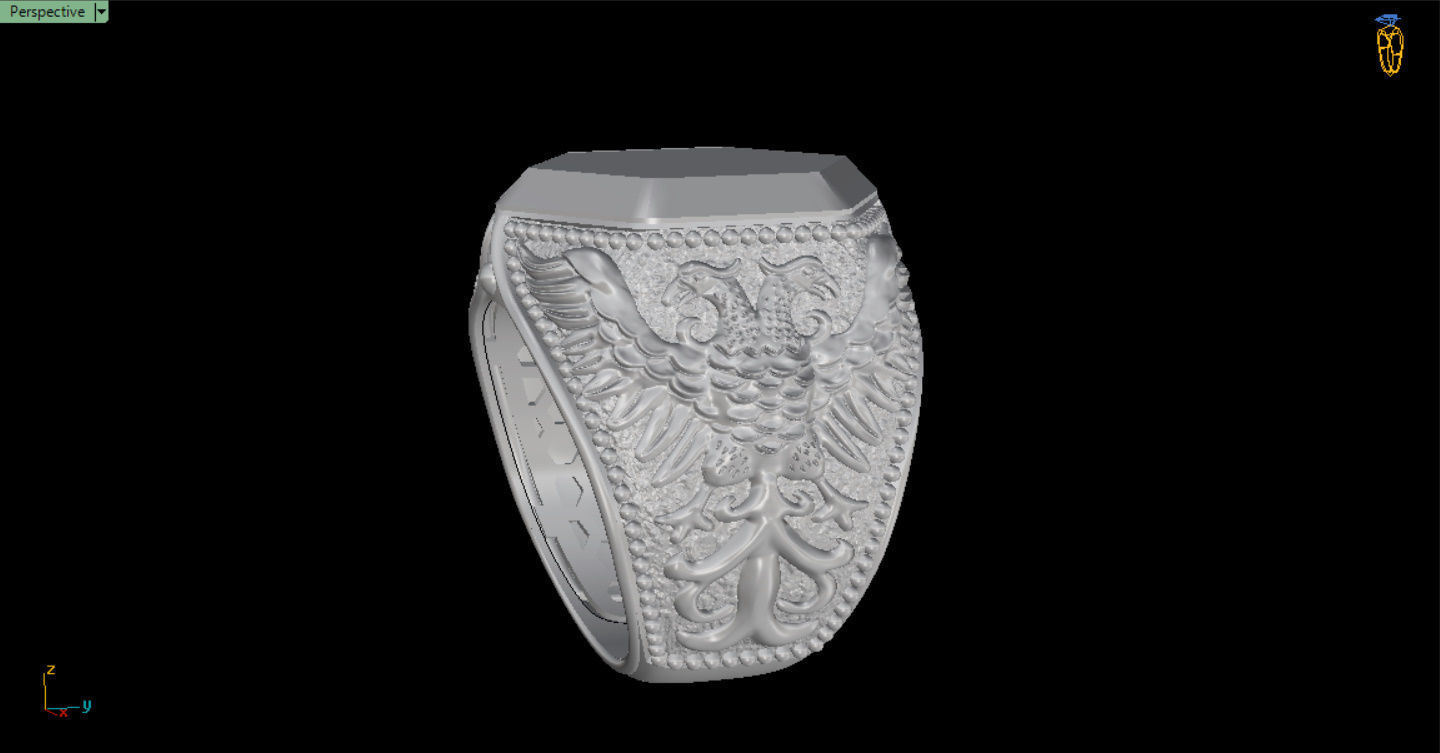 MEN RING WITH EAGLE AND CROSS 3D print model_17