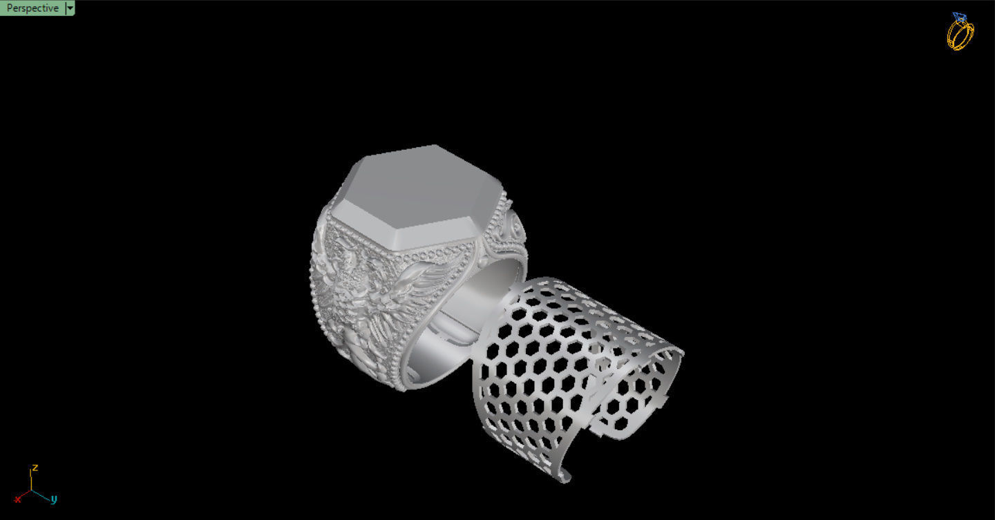 MEN RING WITH EAGLE AND CROSS 3D print model_30