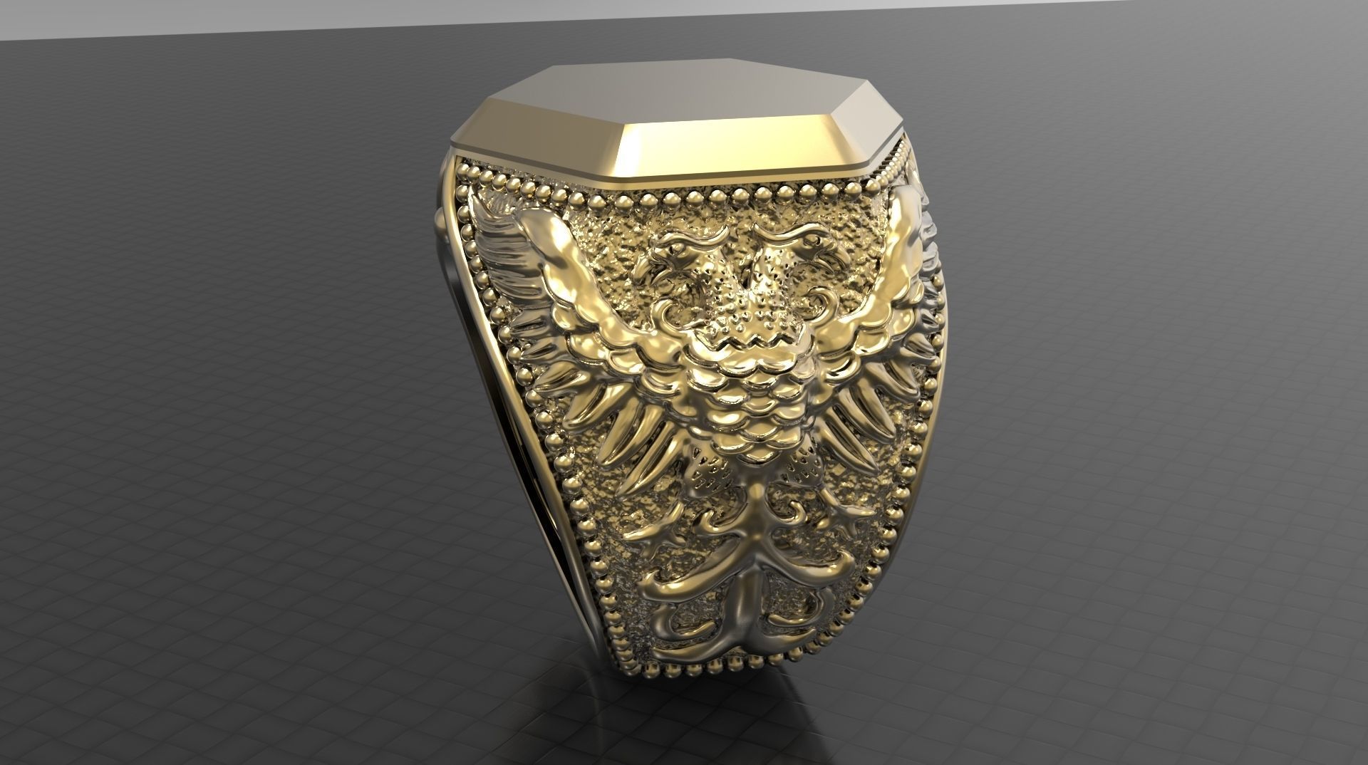 MEN RING WITH EAGLE AND CROSS 3D print model_5