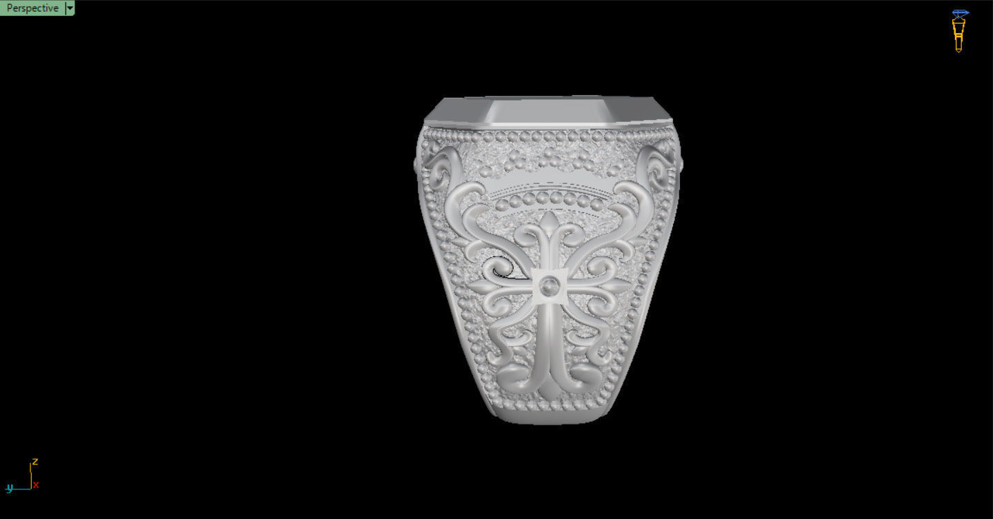 MEN RING WITH EAGLE AND CROSS 3D print model_22