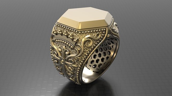 MEN RING WITH EAGLE AND CROSS 3D print model