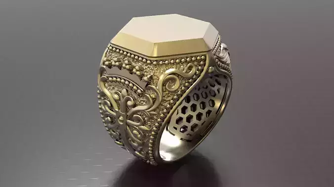MEN RING WITH EAGLE AND CROSS