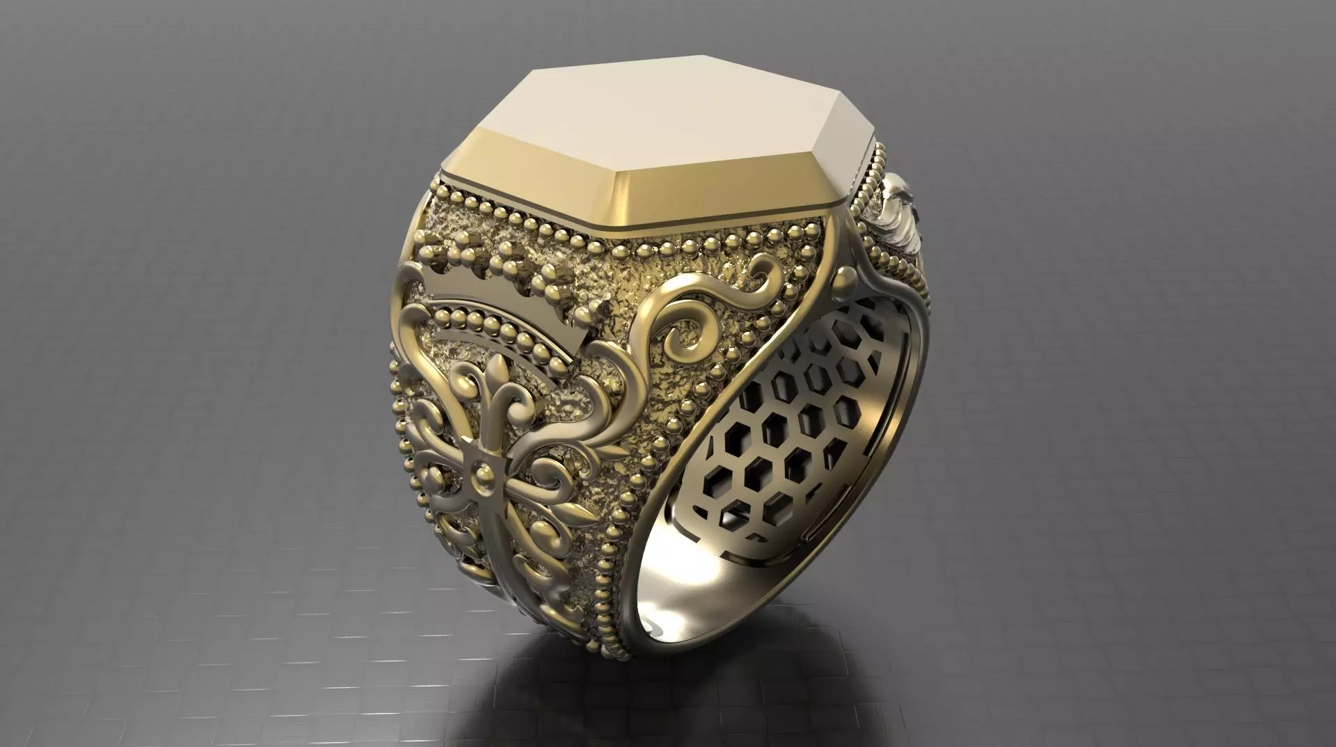 MEN RING WITH EAGLE AND CROSS 3D print model_0