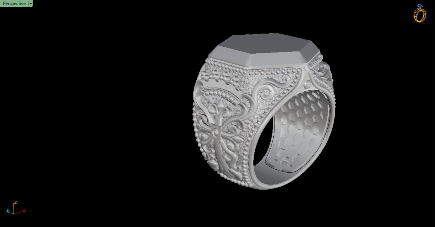 MEN RING WITH EAGLE AND CROSS 3D print model_14