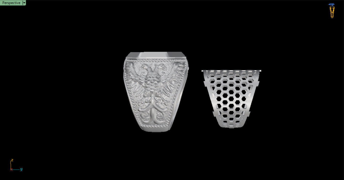 MEN RING WITH EAGLE AND CROSS 3D print model_31