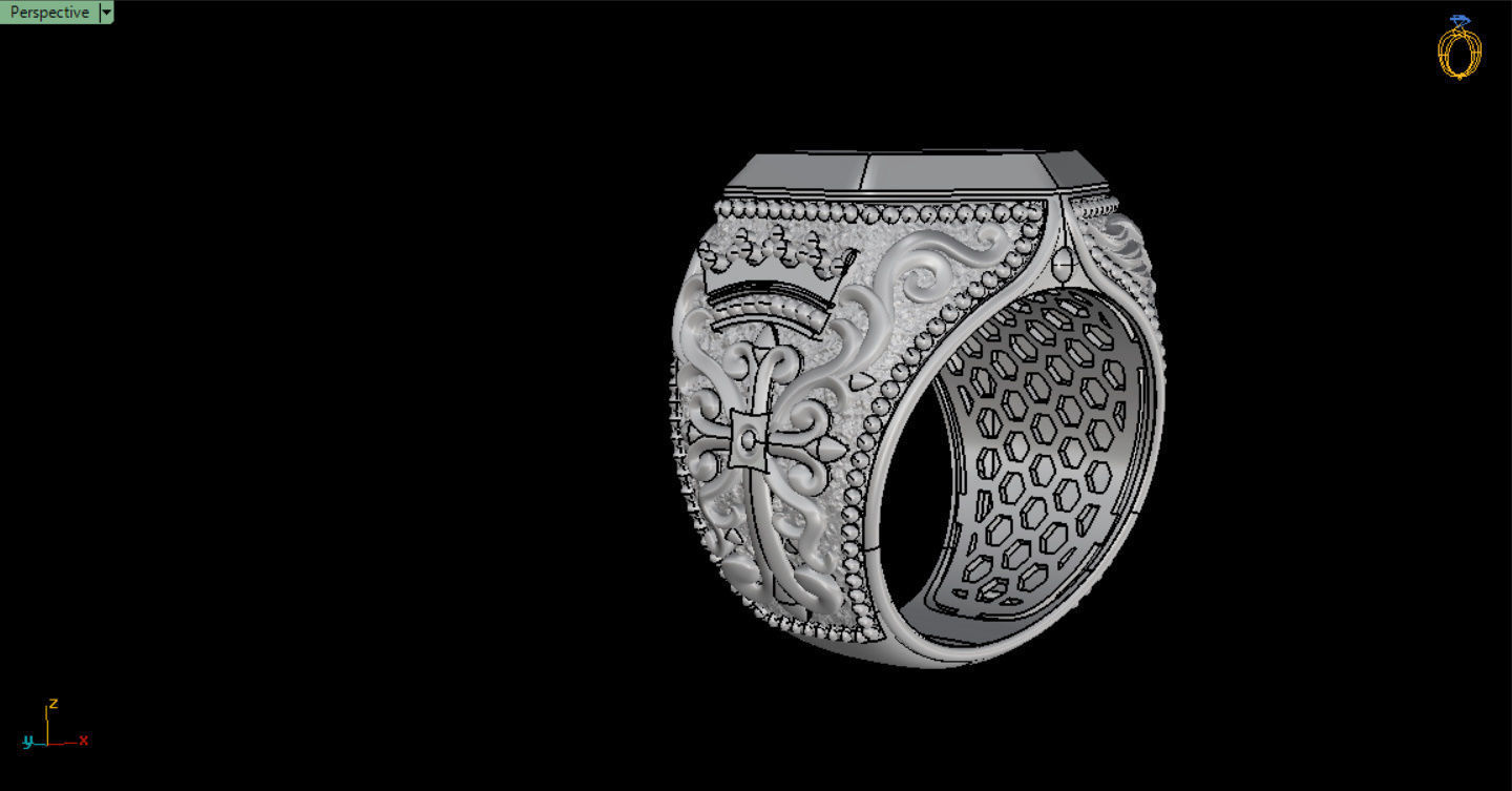MEN RING WITH EAGLE AND CROSS 3D print model_12