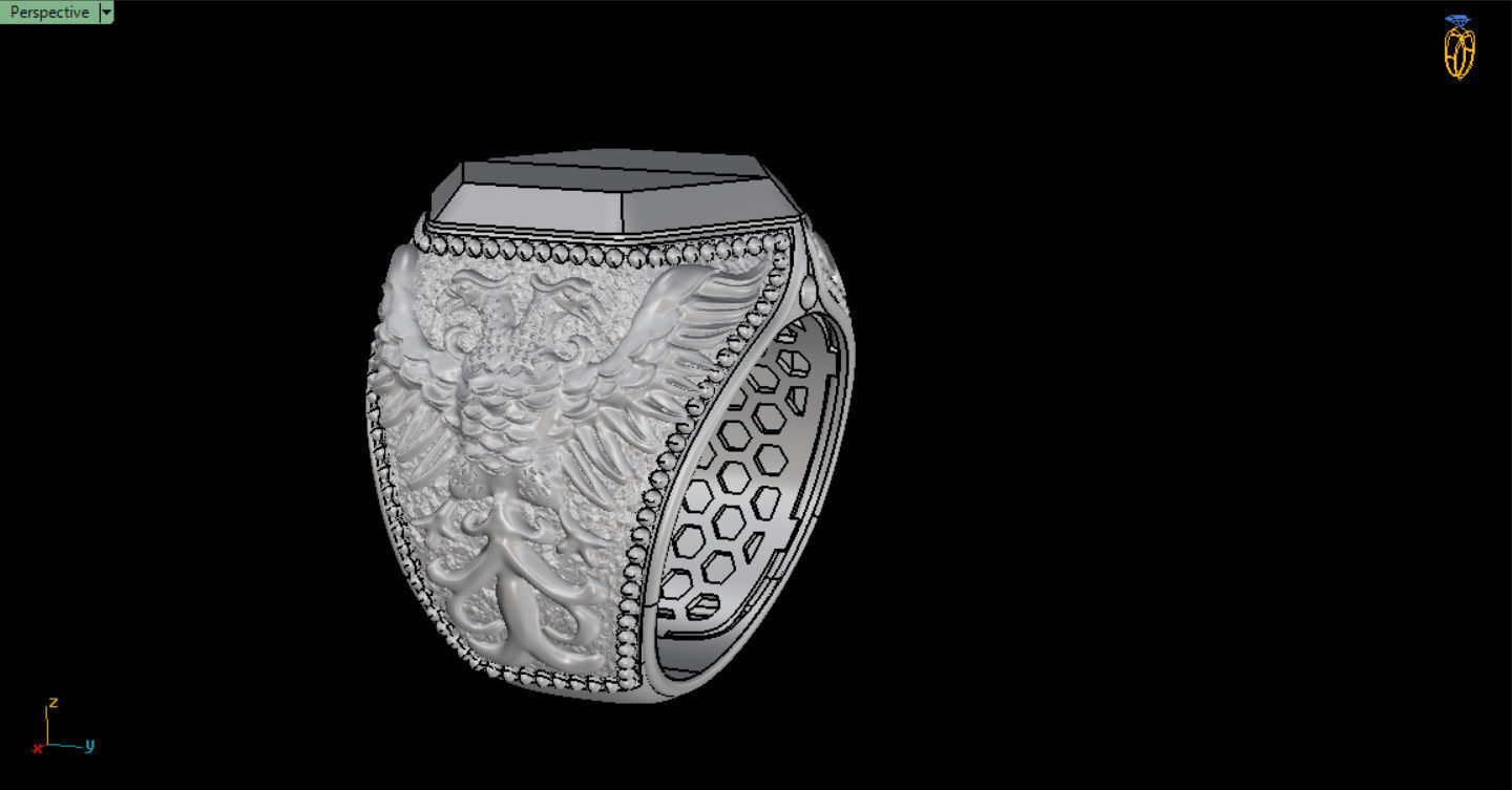 MEN RING WITH EAGLE AND CROSS 3D print model_10