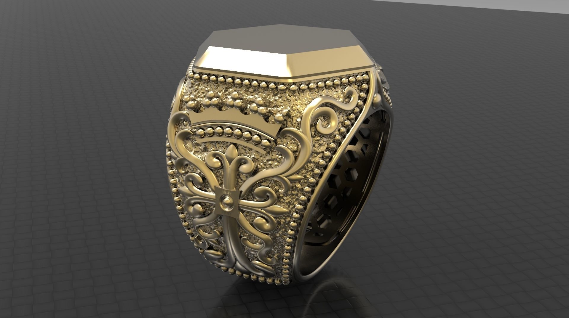 MEN RING WITH EAGLE AND CROSS 3D print model_3